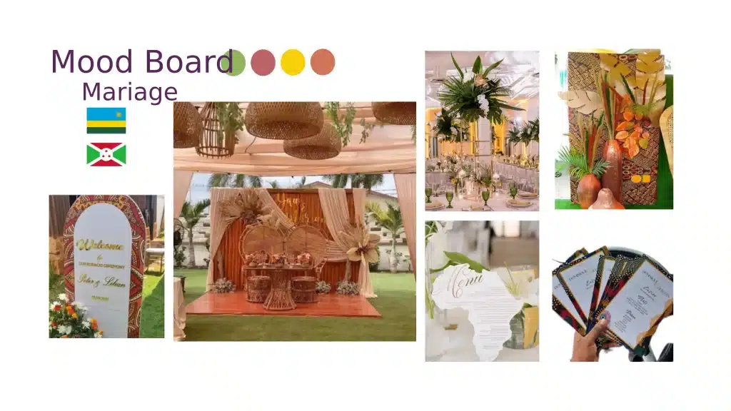 mood bord mariage africain ton orange 